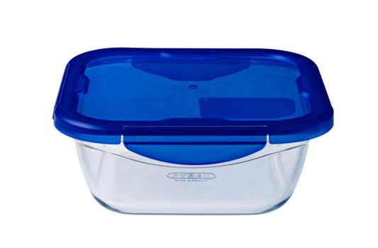 Cook & Go - Plat carré en verre avec couvercle étanche