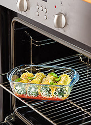 Cook&Heat - Plat rectangulaire en verre avec couvercle à valves vapeur