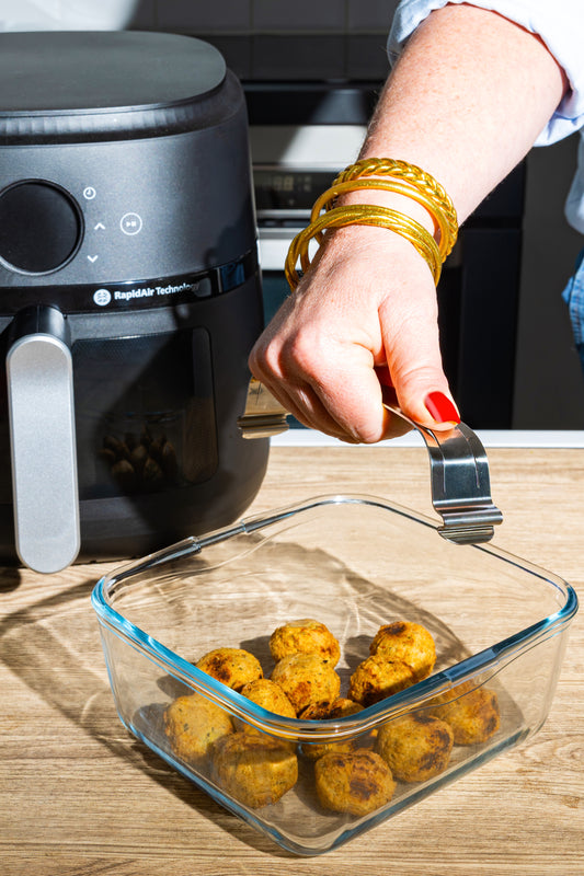 Plat airfryer en verre avec poignée amovible