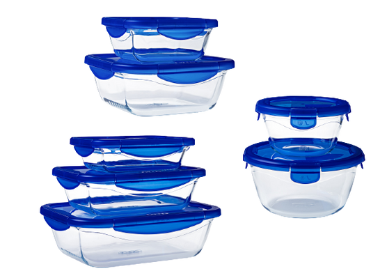 Cook & Go - Lot de 7 plats de conservation en verre avec couvercle étanche