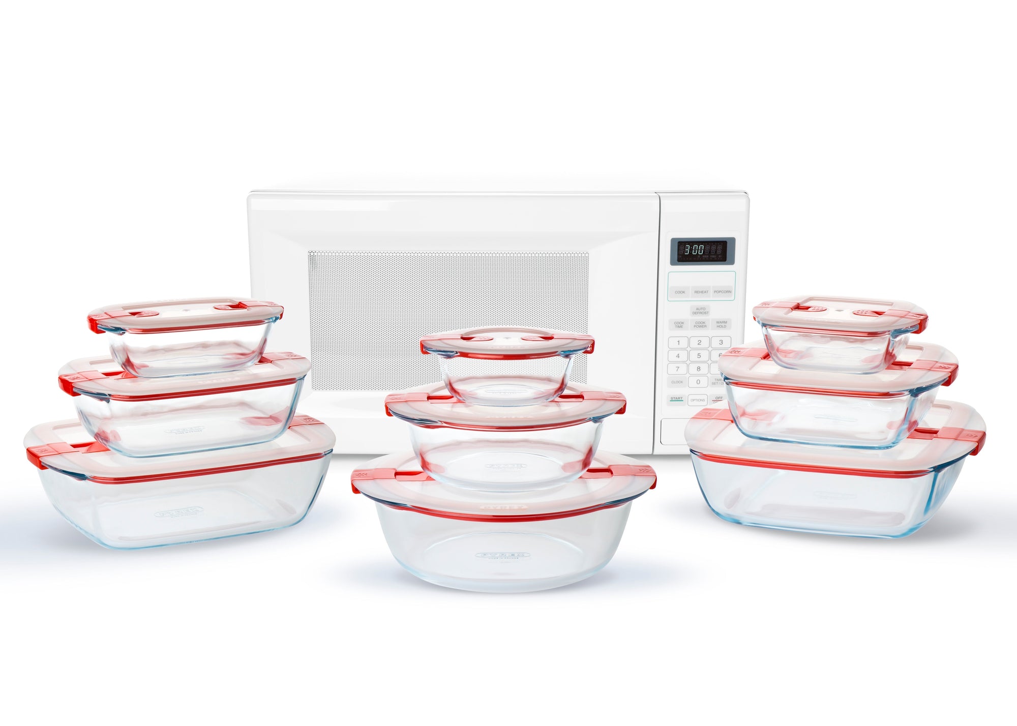 Cook&Heat - Lot de 9 plats de conservation en verre avec couvercle à valves vapeur
