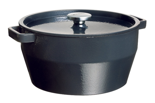 Cocotte ronde en fonte Pyrex® de couleur grise.