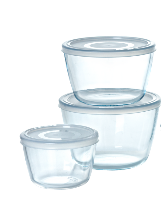 Lot de 3 plats de conservation en verre ronds avec couvercle - Cook & Freeze