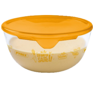 Jatte verre 21cm 2L avec couvercle - Décor Vahiné