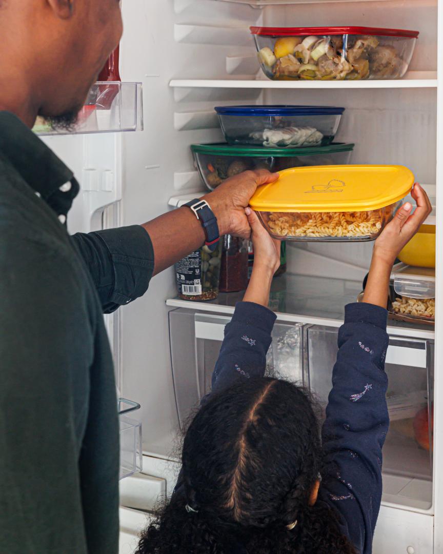 Cook & Store - Plat rectangulaire en verre avec couvercle vert - végétaux
