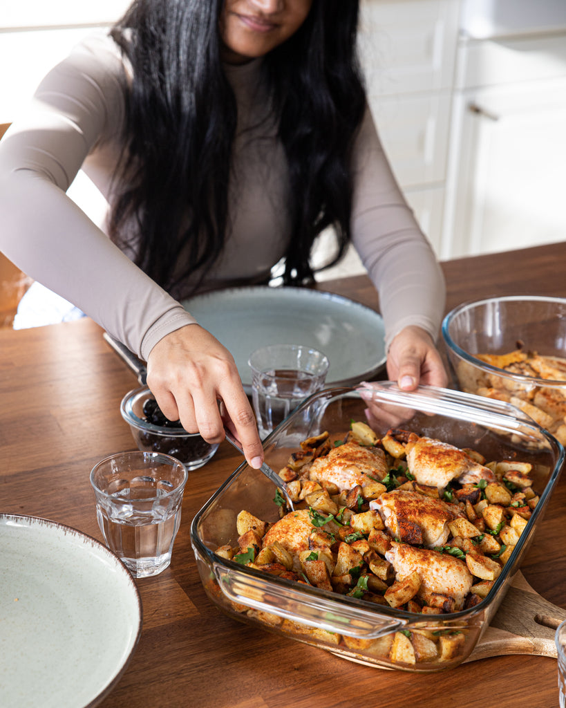Plat à four rectangulaire en verre prise en main facile