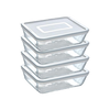 Lot de 4 plats de conservation de taille moyenne en verre rectangulaires avec couvercle - Cook & Freeze