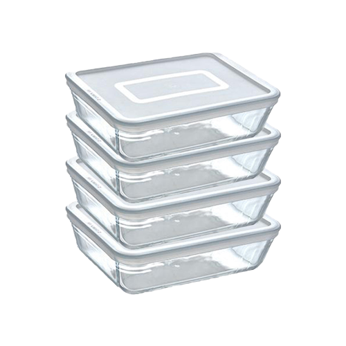 Lot de 4 petits plats de conservation en verre rectangulaires avec couvercle - Cook & Freeze