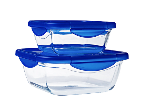 Lot de 2 plats carrés en verre avec couvercle étanche - Cook & Go