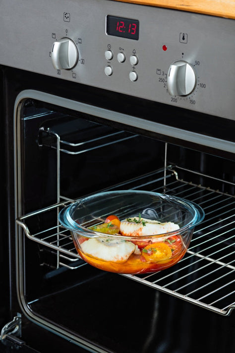 Pyrex Cook & Heat Plat en verre rond avec couvercle spécial micro-ondes