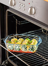 Cook&Heat - Plat rectangulaire en verre avec couvercle à valves vapeur