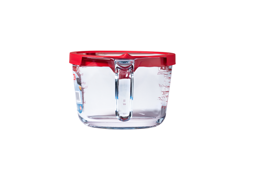 Broc mesureur en verre avec couvercle 1L