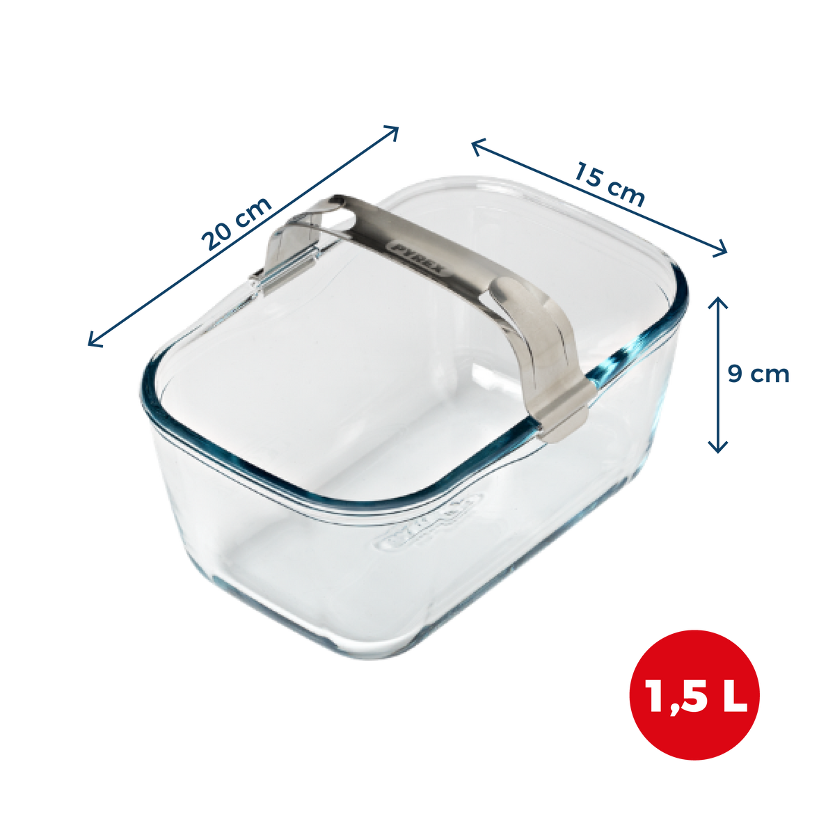 Plat air fryer en verre avec poignée amovible
