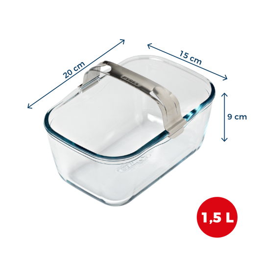 Plat air fryer en verre avec poignée amovible