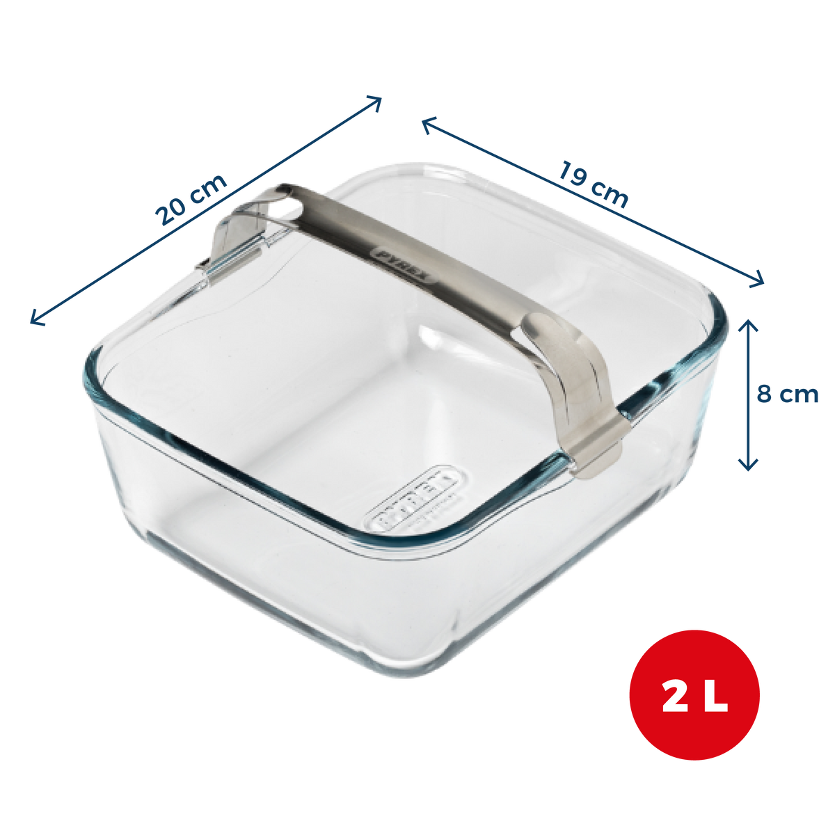 Plat air fryer en verre avec poignée amovible