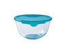 saladier en verre avec couvercle, bol en verre , verre borosilicate pyrex, couvercle en plastique
