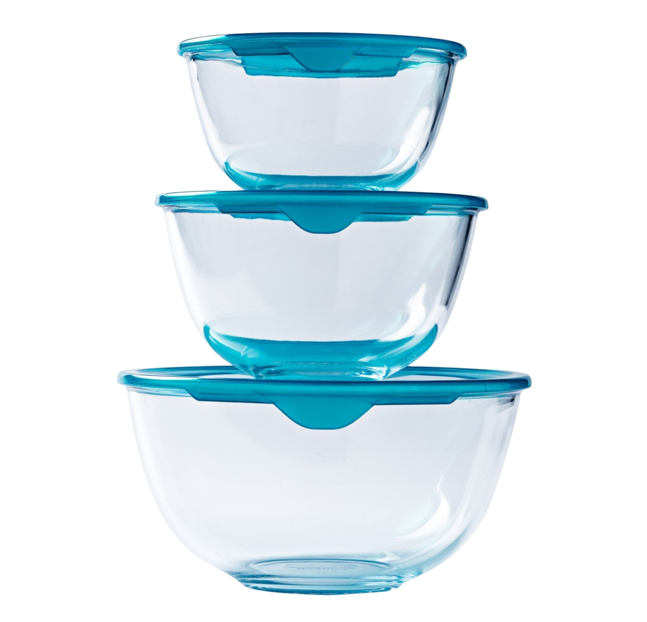 Lot de 3 saladiers en verre avec couvercle, bol en verre , verre borosilicate pyrex, couvercle en plastique