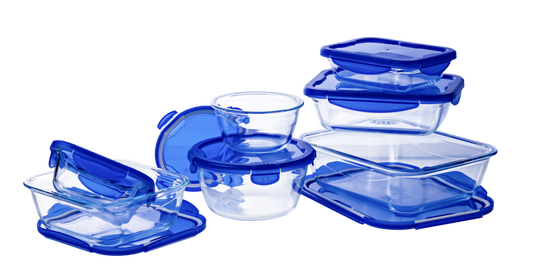 Cook & Go - Lot de 7 plats de conservation en verre avec couvercle étanche