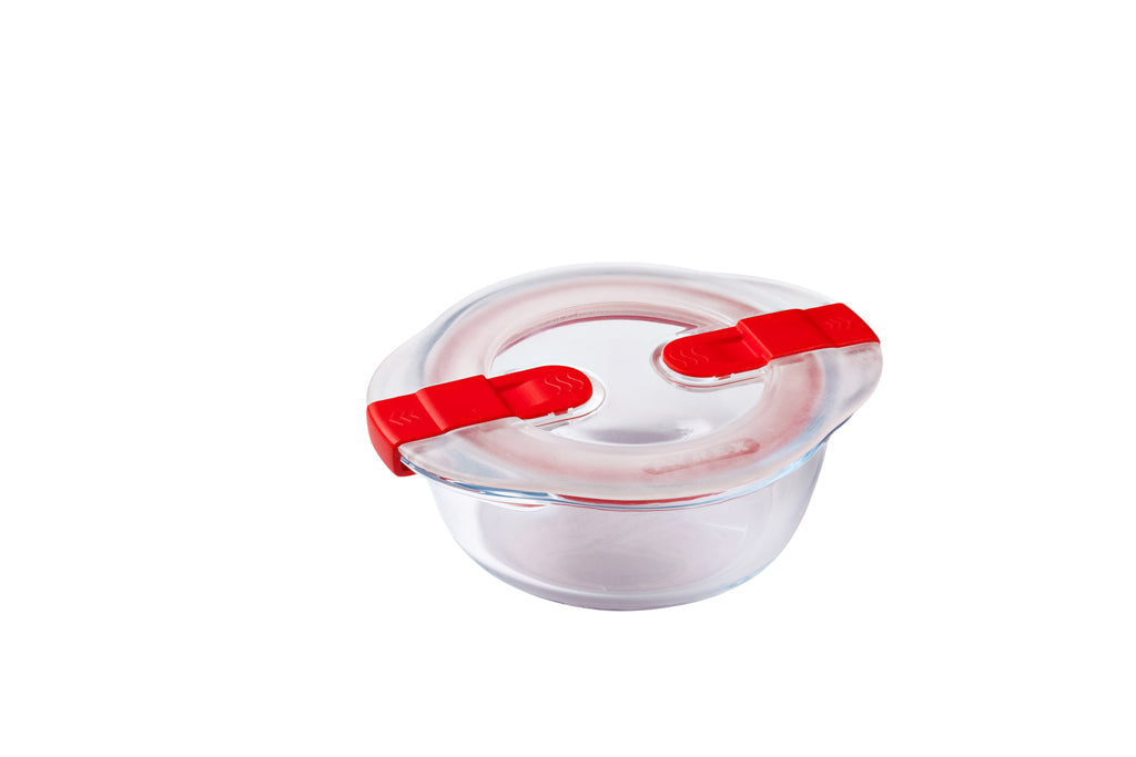 Cook&Heat - Lot de 5 boites de conservation en verre avec couvercle à valves vapeur