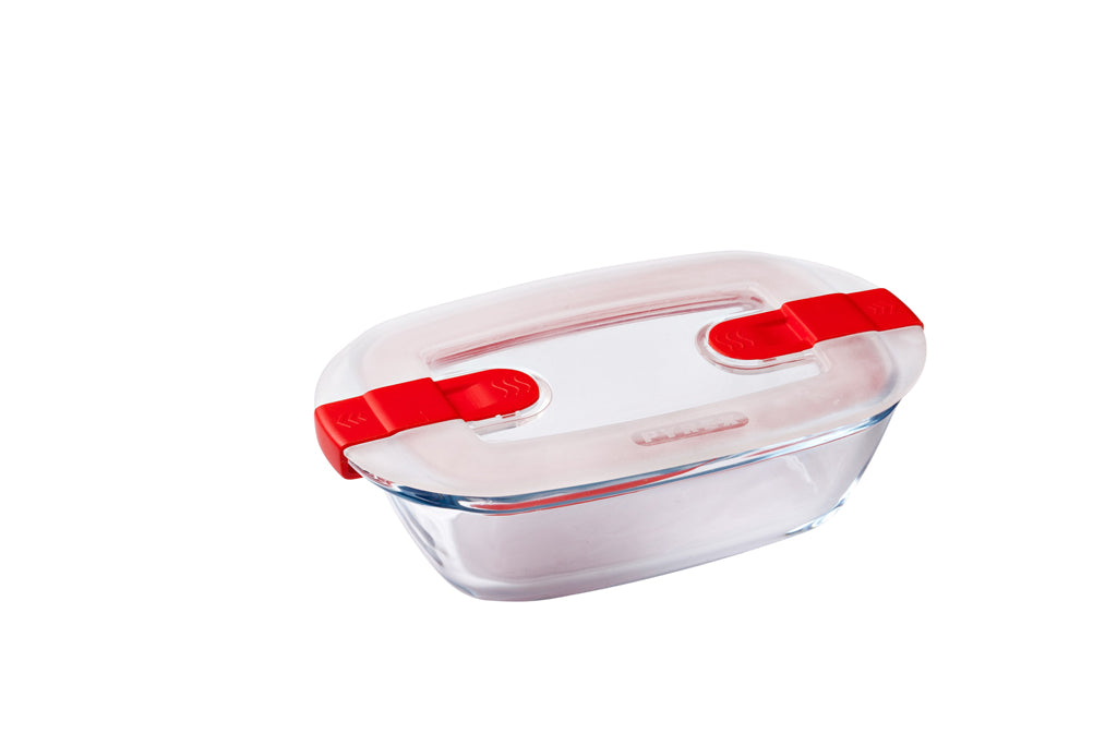 Cook&Heat - Lot de 5 boites de conservation en verre avec couvercle à valves vapeur