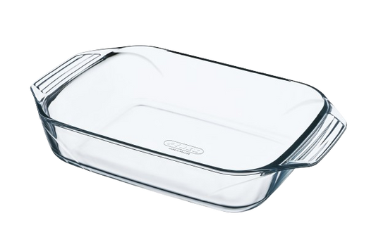 Plat pyrex rectangulaire avec support en fleur de rotin - Honorat