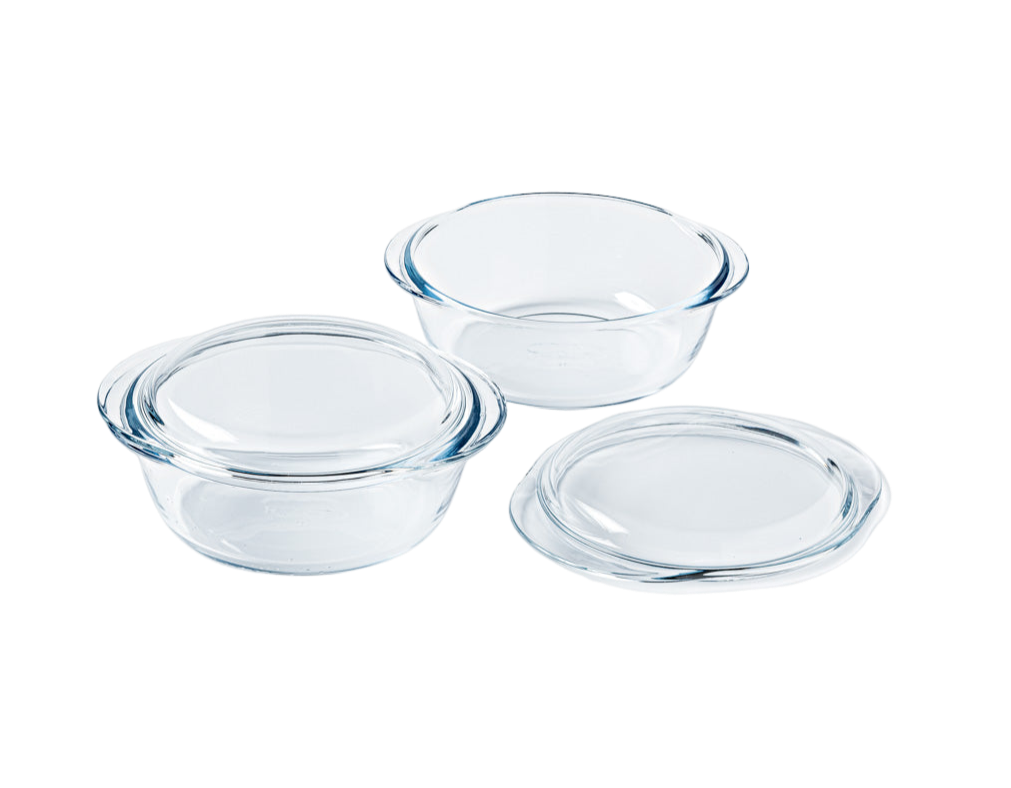 Lot de 2 cocottes rondes en verre