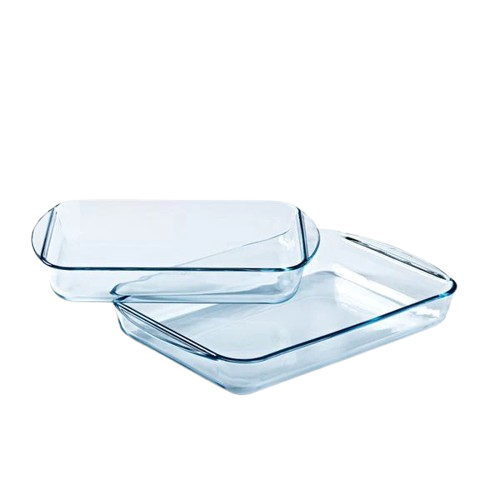 Lot de 2 plats à lasagnes en verre Pyrex®.