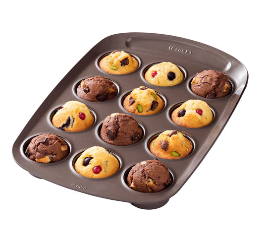 asimetriA - Moule à muffins en métal avec prise en main facile