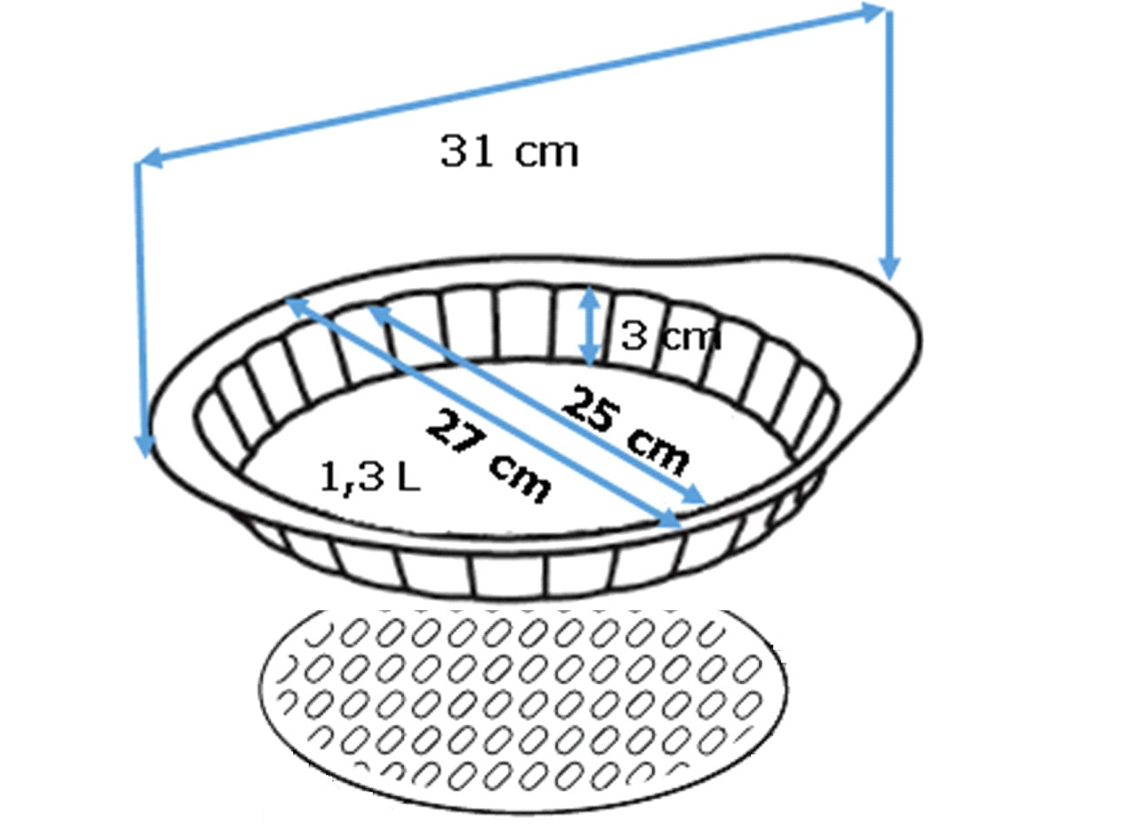 asimetriA- Moule à tarte avec fond amovible en métal avec prise en main facile 25 cm