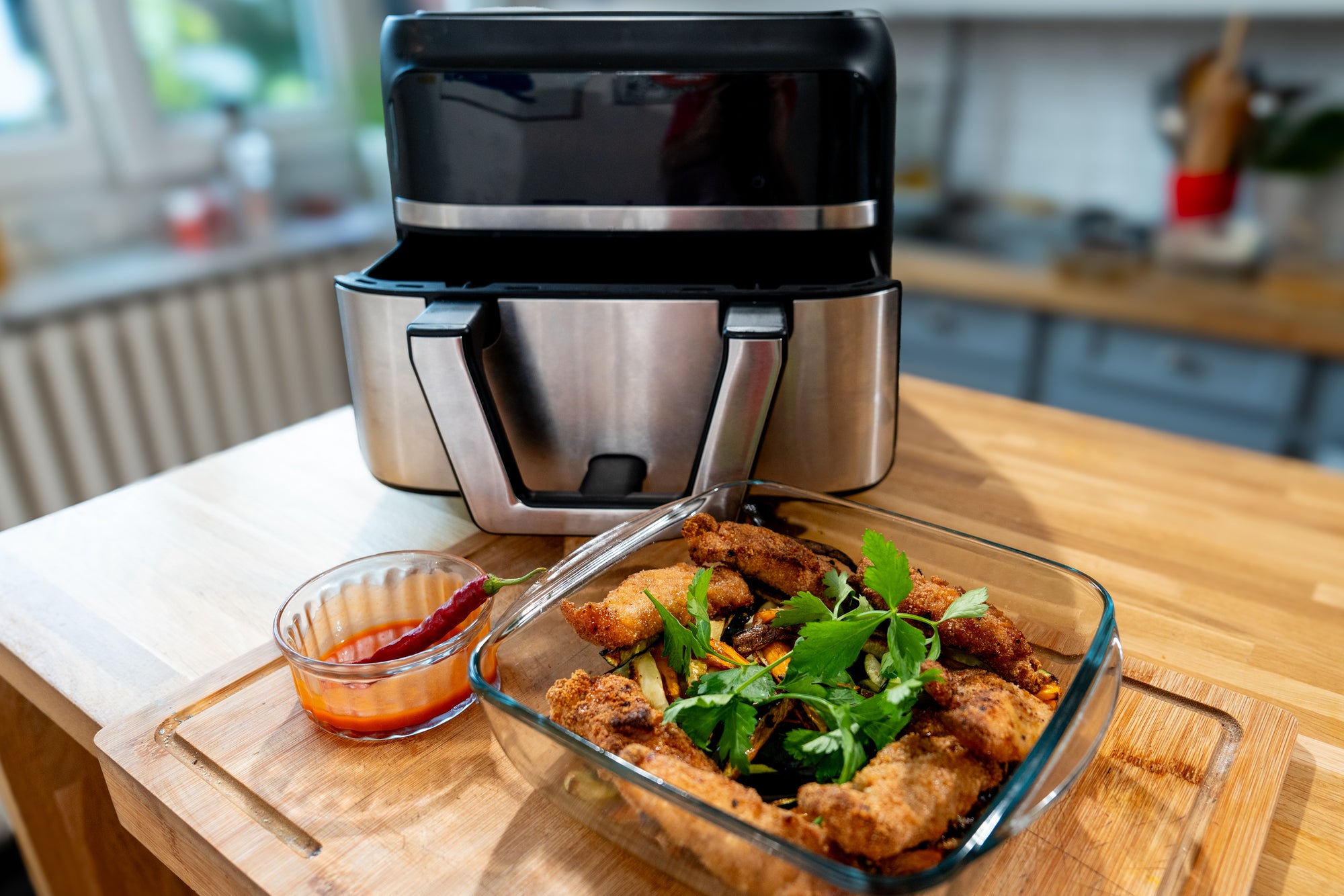 Plat en verre rectangulaire - Compatible "air fryer" (friteuse à air chaud)