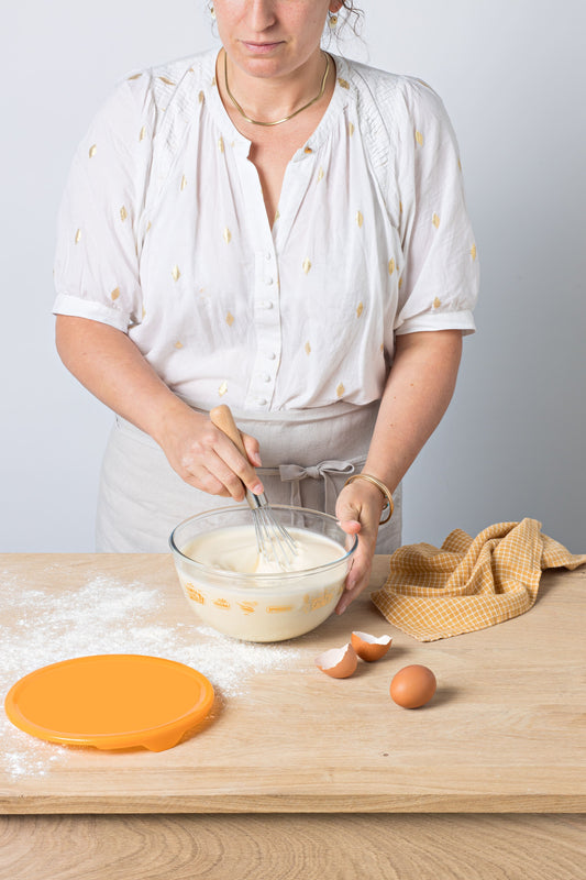 Jatte verre 21cm  2L avec couvercle - Décor Vahiné