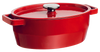 Cocotte ovale en fonte Pyrex® de couleur rouge.