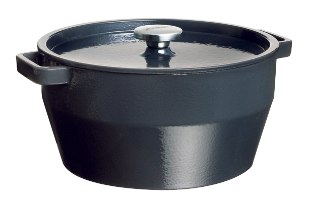 Cocotte ronde en fonte Pyrex® de couleur grise.