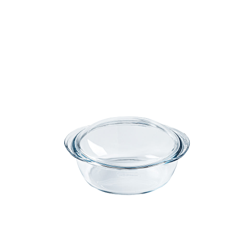 cocotte ronde en verre, verre borosilicate pyrex, round glass casserole dish