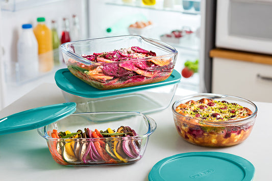 Lot de 3 plats carrés en verre avec couvercle - Cook & Store