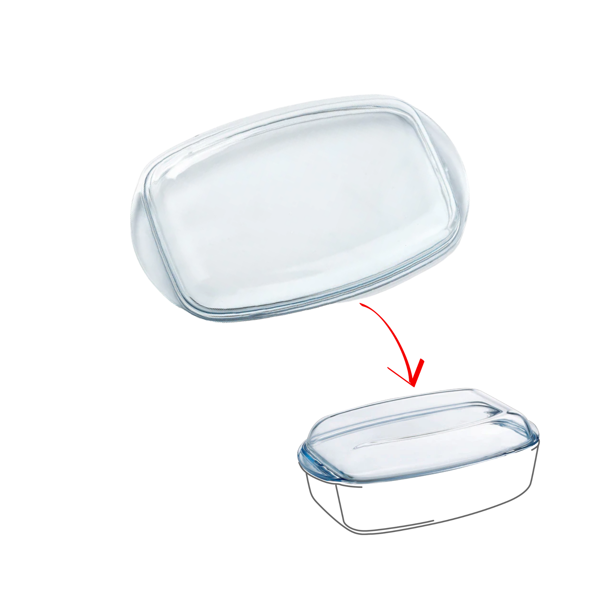 Couvercle rechange Cocotte Rectangulaire en verre