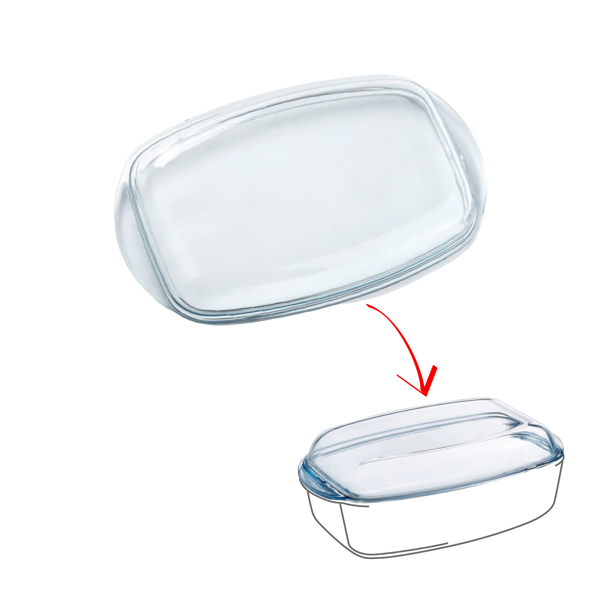 Couvercle rechange Cocotte Rectangulaire en verre