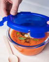Cook & Go - Lot de 2 plats ronds en verre avec couvercle étanche