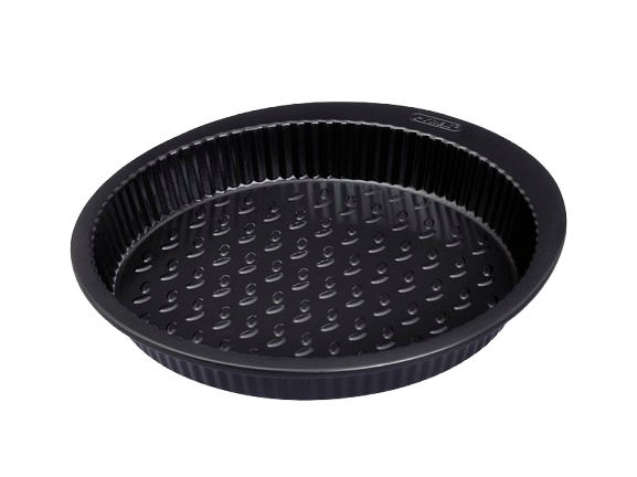 Moule à tarte en métal noir avec larges poignées pour prise en main facile