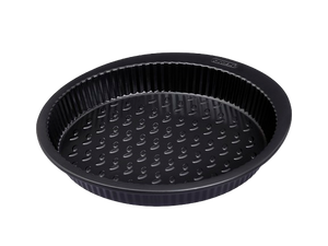 Moule à tarte en métal noir avec larges poignées pour prise en main facile