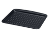 Plaque de cuisson rectangulaire avec revêtement anti-adhésif de couleur noire.