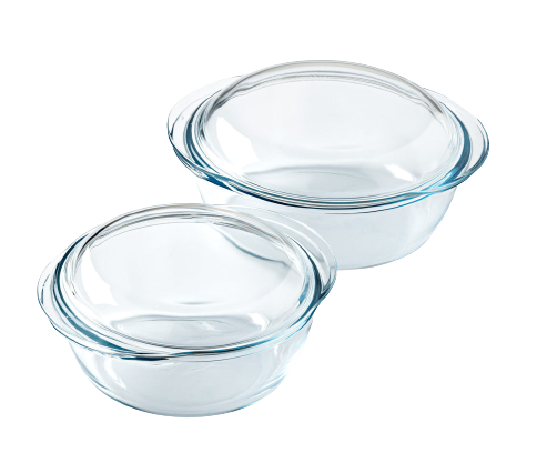 Lot de 2 cocottes rondes en verre