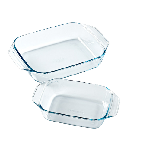Lot de 2 tables basses gigognes rectangulaires scandinaves en verre Lot de 2 tables basses gigognes rectangulaires scandinaves en verre