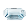 Lot de trois plat à four en verre Pyrex® avec prise en main facile.