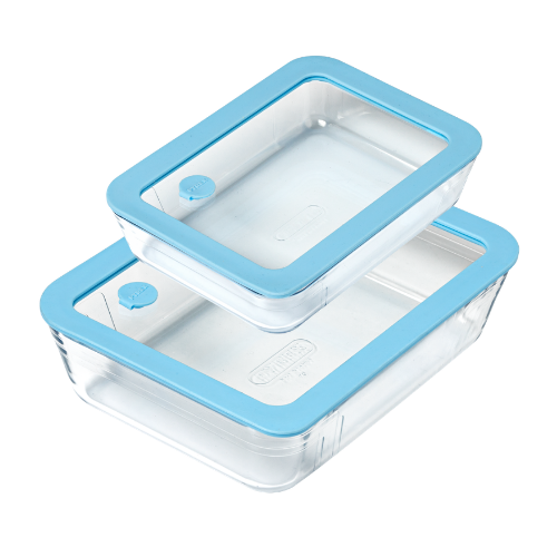 Lot de 2 boites de conservation rectangulaire avec couvercle en verre - Vision