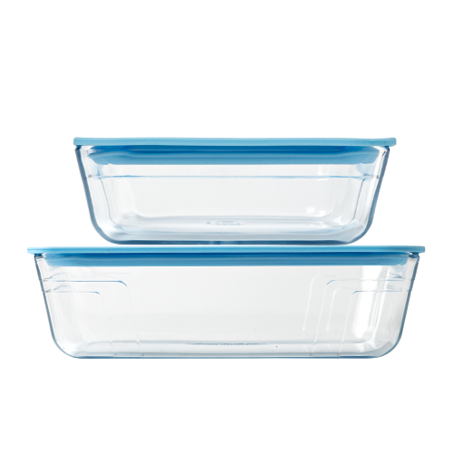 Lot de 2 boites de conservation rectangulaire avec couvercle en verre - Vision