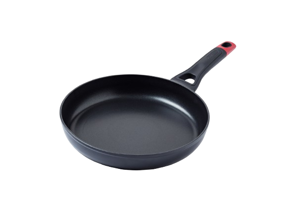 Poêle de couleur noire Pyrex® en aluminium avec un revêtement anti-adhésif.