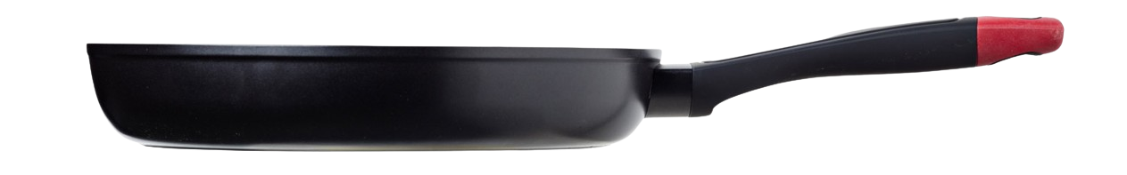 Poêle de couleur noire Pyrex® vue de côté en aluminium avec un revêtement anti-adhésif.
