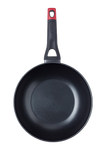 Wok de couleur noire Pyrex® vu de haut en aluminium avec un revêtement anti-adhésif.