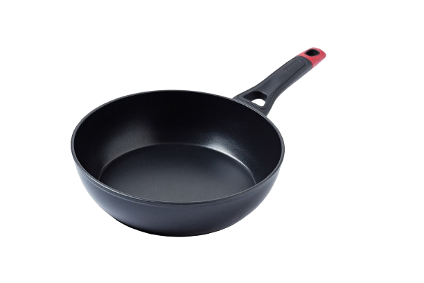Poêle profonde de couleur noire Pyrex® en aluminium avec un revêtement anti-adhésif.